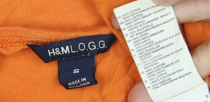 H&M Men's Orange Graphic Short Sleeve T-Shirt, S