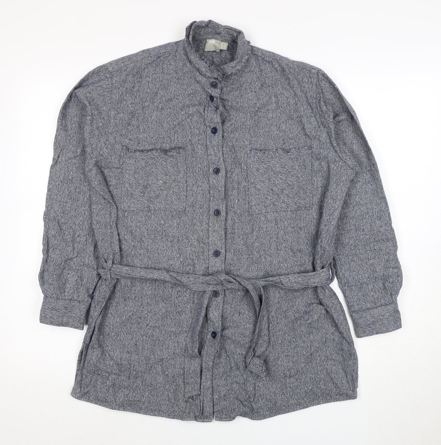 ASOS Women's Blue Button-Up Long Sleeve Shirt Size 12