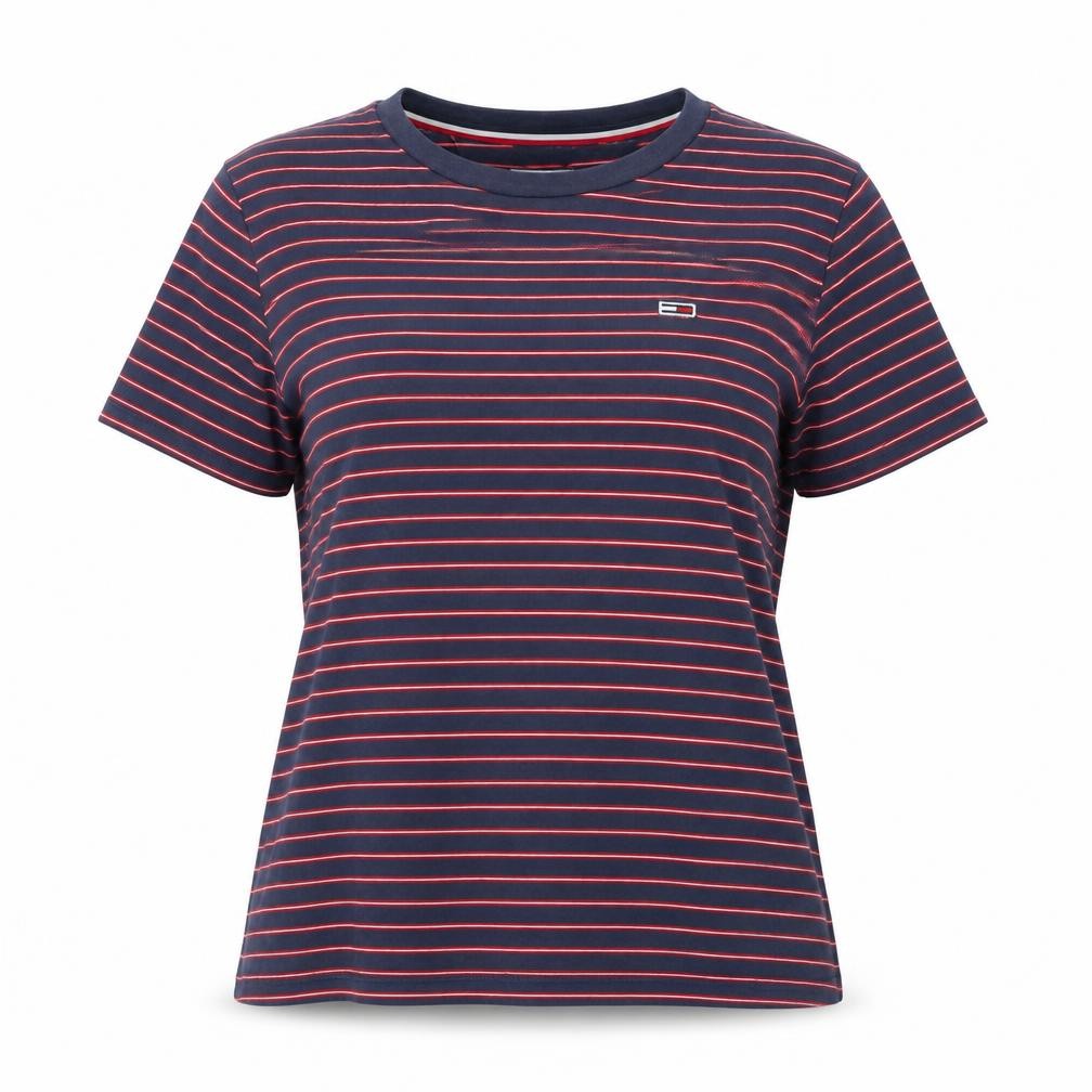 Tommy Jeans Women's Blue Striped T-Shirt M