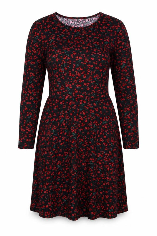 Dorothy Perkins Women's Black Floral A-Line Dress