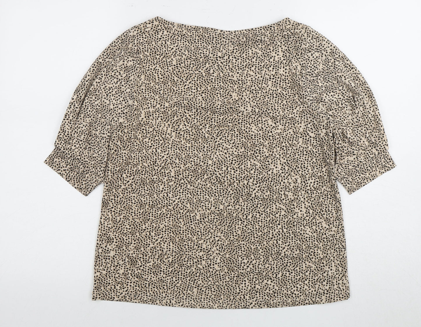 H&M Women's Beige Animal Print Blouse, S, Boat Neck