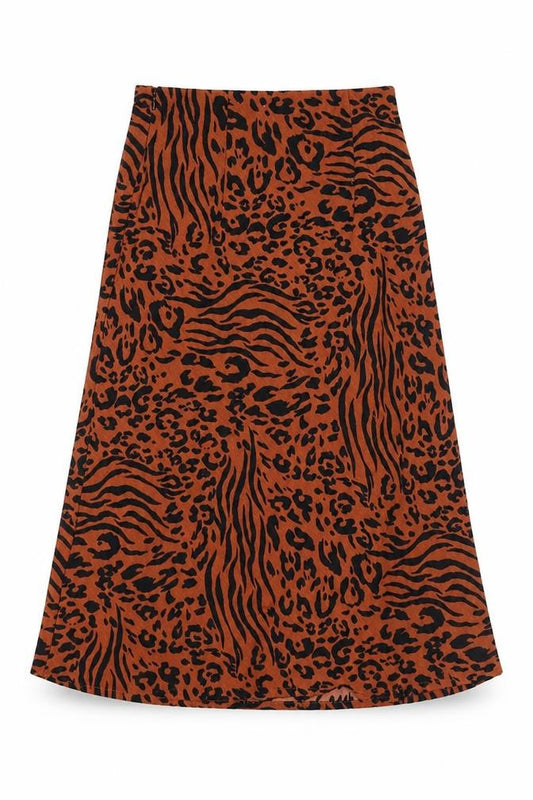 Forever 21 Women Brown Animal Print A-Line Skirt Size S