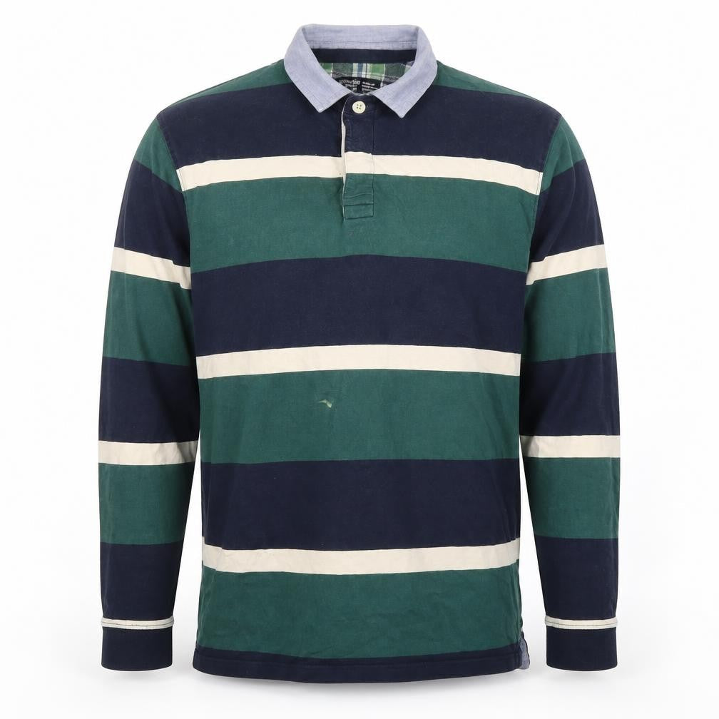 Sandstone & Co. Men's L Green Blue Striped Polo