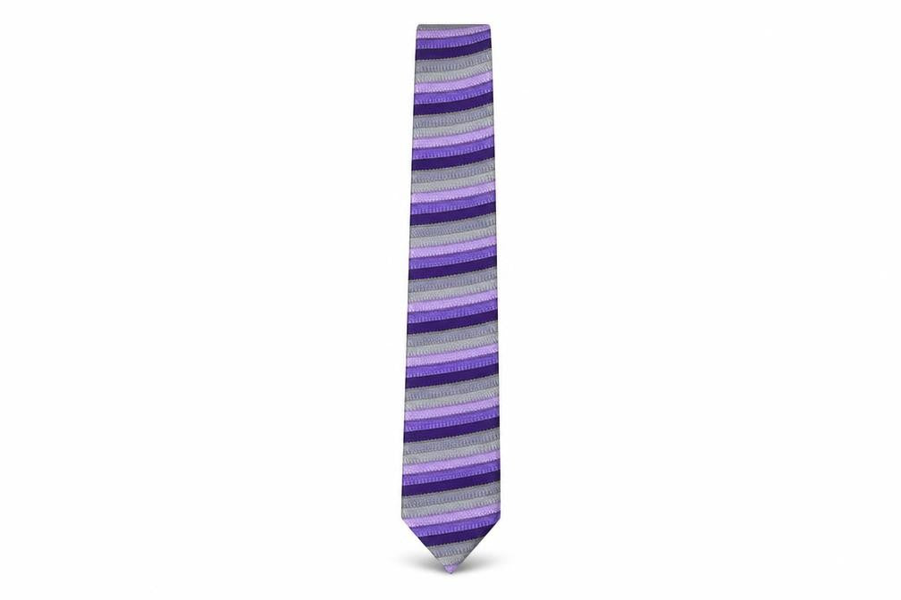 Simon Carter Men's Purple Striped Silk Tie