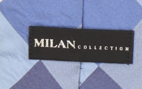 Milan Collection Men's Blue Geometric Silk Tie