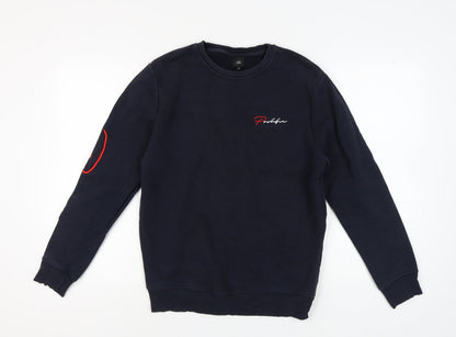 River Island Men’s Black Sweatshirt M Embroidered