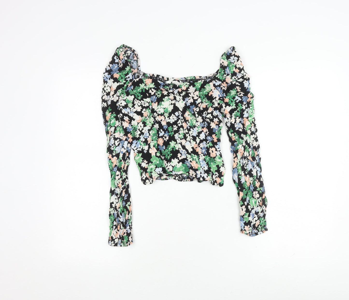 H&M Women's Floral Cropped Blouse - Size 10 Multicoloured