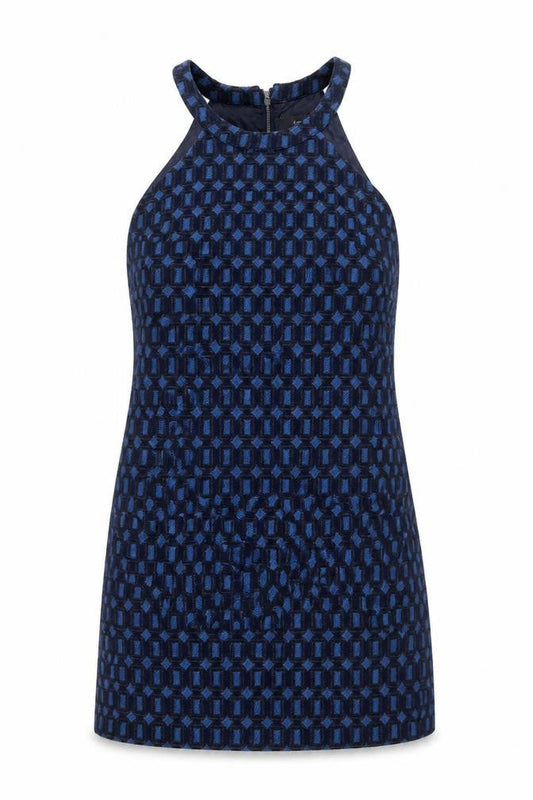 Next Women's Blue Geometric Sheath Dress Size 12