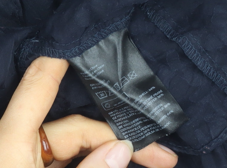 H&M Women's Black Ruffle Sheer Blouse Size 8