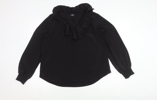 Wallis Women's Black Ruffle Blouse, Size 14