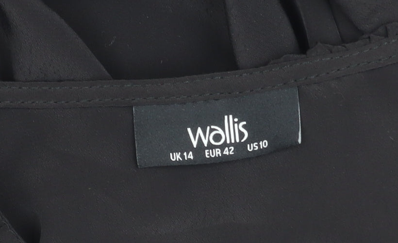 Wallis Women's Black Ruffle Blouse, Size 14