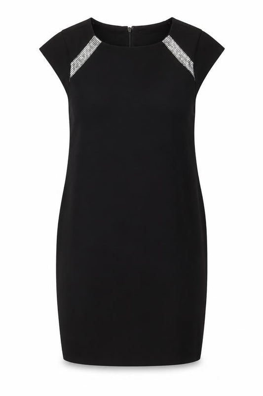 Mango Black Sheath Dress Women Size 8 Sleeveless Sequin