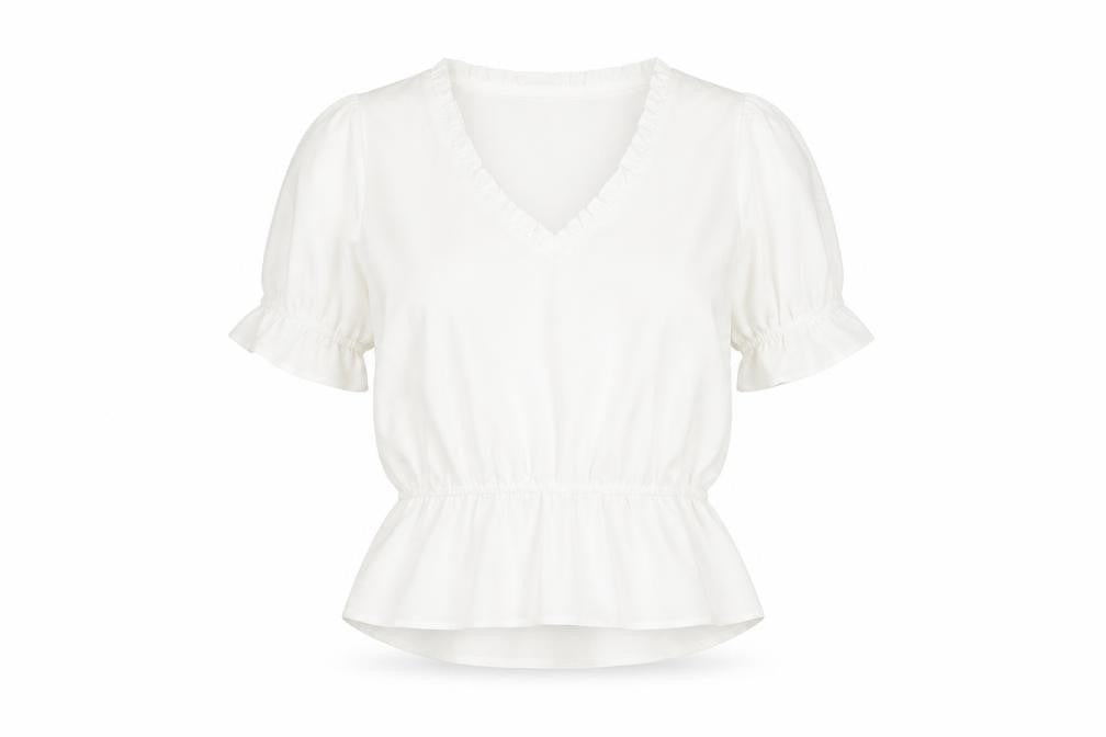 Topshop Women's White V-Neck Blouse Size 8