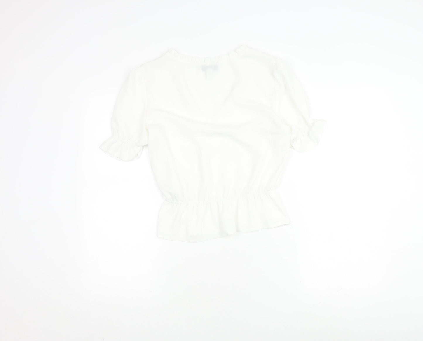 Topshop Women's White V-Neck Blouse Size 8