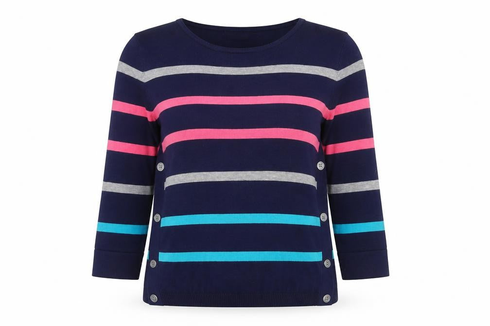 Just Elegance Women's Multicolour Striped Cardigan L
