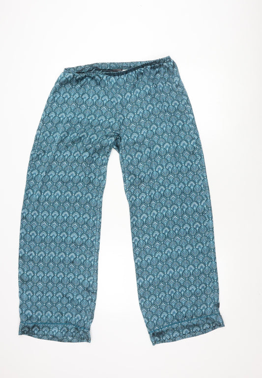 H&M Women's Blue Geometric Wide-Leg Trousers S