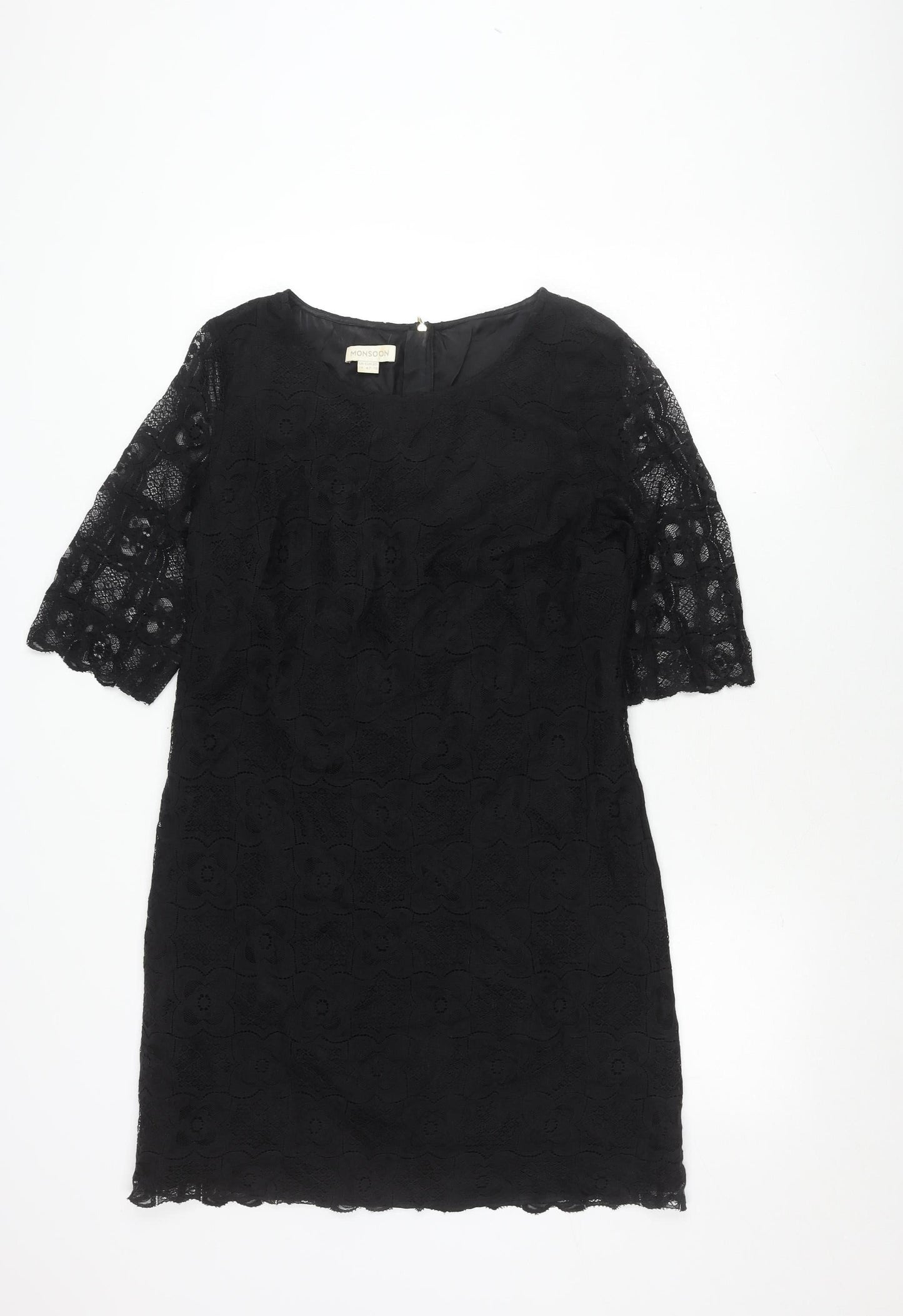 Monsoon Women's Black Lace Sheath Dress Size 14