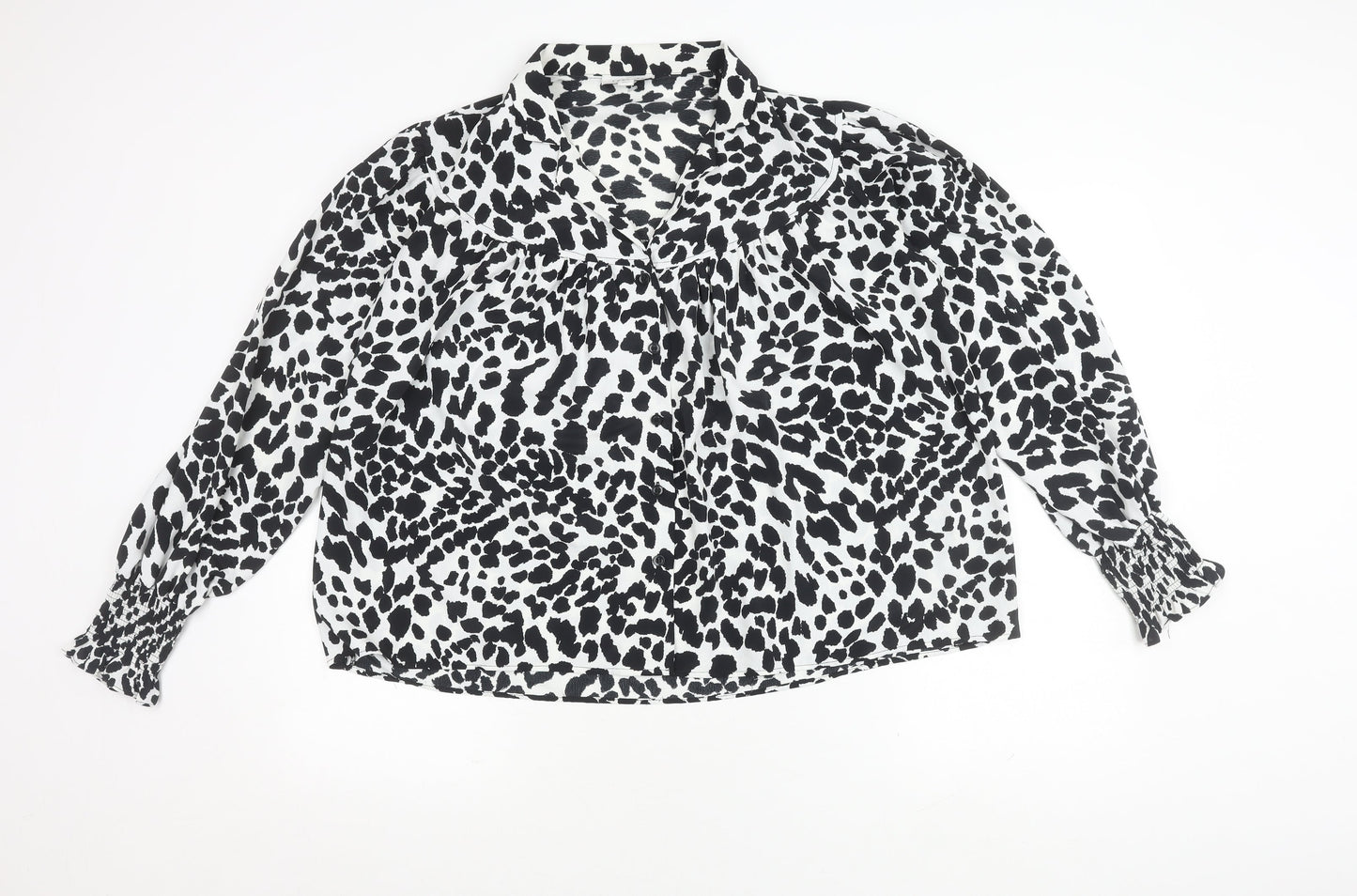 Topshop Women's Black/White Animal Print Blouse Size 10