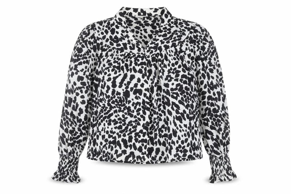 Topshop Women's Black/White Animal Print Blouse Size 10