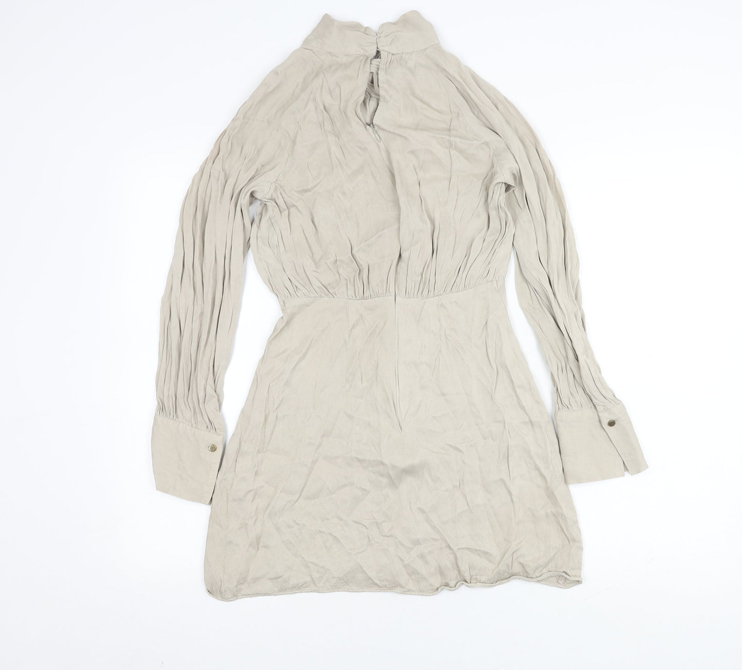 Zara Beige Women's XS High Neck Long Sleeve Dress