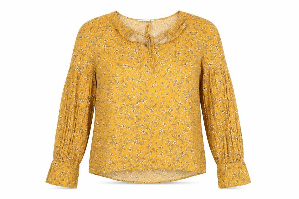 H&M Women's Yellow Floral Blouse Size 12