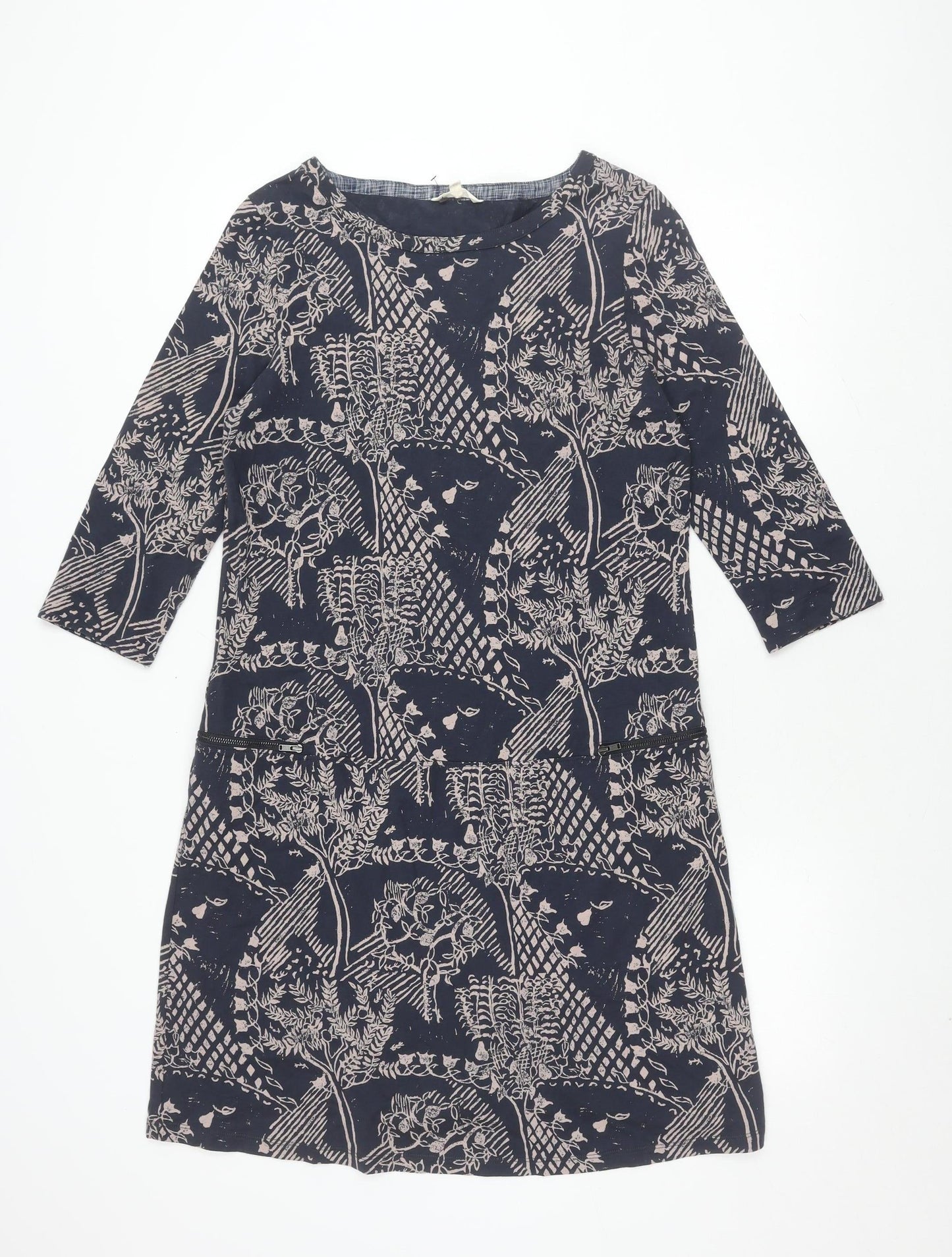 White Stuff Women's Blue Floral Shift Dress Size 12