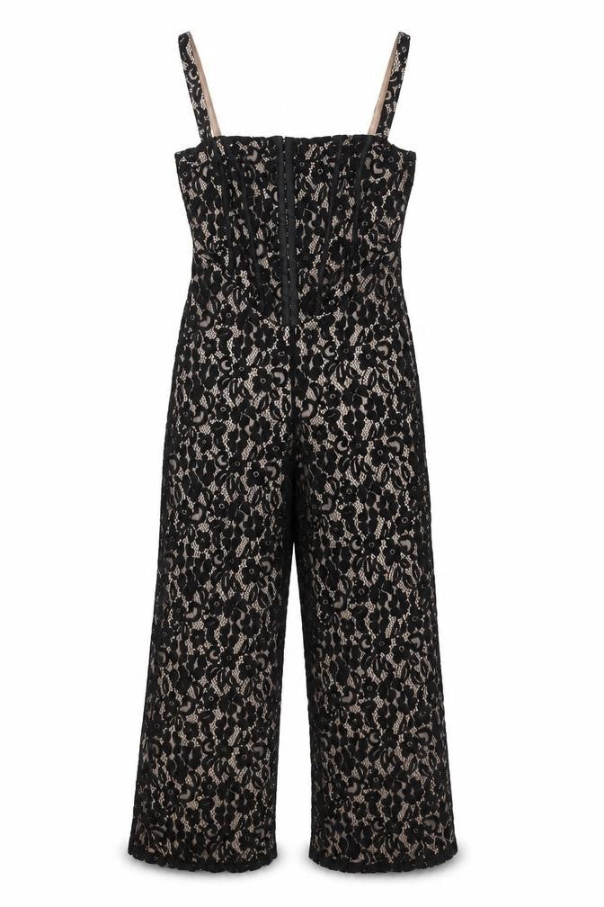 Boohoo Women's Black Lace Jumpsuit UK Size 10, Party Style