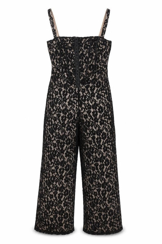 Boohoo Women's Black Lace Jumpsuit UK Size 10, Party Style