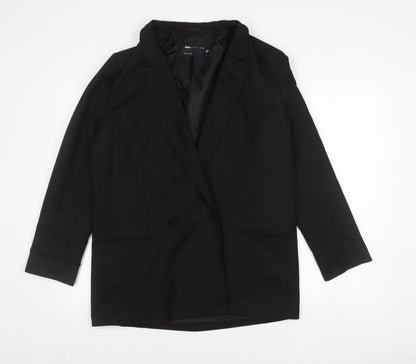 Additional front view of ASOS DESIGN Women's Black Regular Double-Breasted Blazer