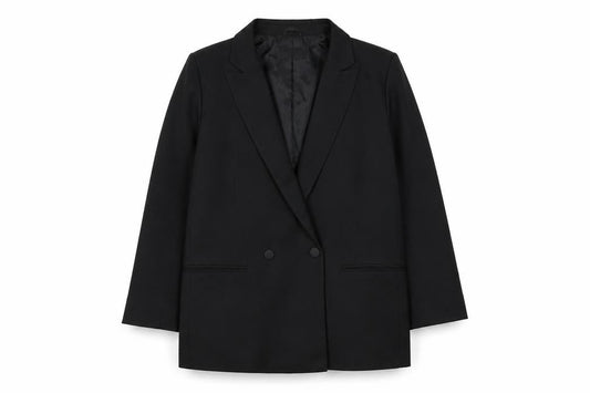 ASOS DESIGN Women's Black Regular Double-Breasted Blazer