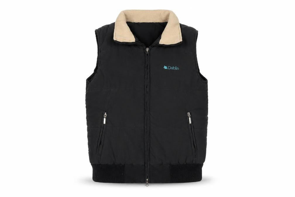 Dublin Unisex Black Waistcoat S with Zipped Pockets