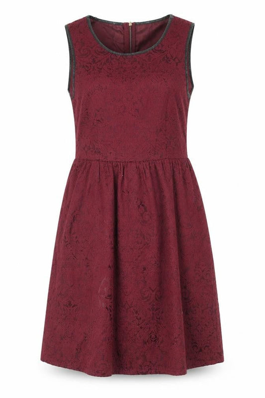 VILA Women's Red Lace Floral Sleeveless Dress - Medium
