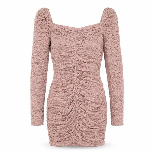Front view of River Island Pink Bodycon Party Dress, size 8, Long Sleeve