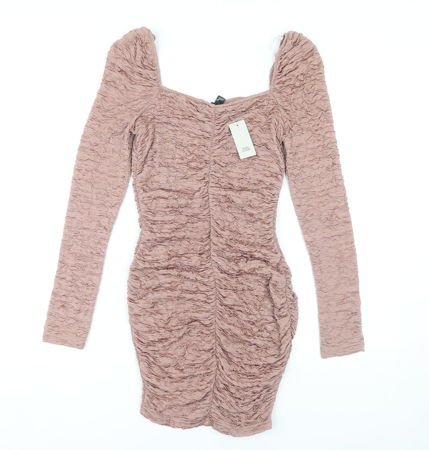 River Island Pink Bodycon Party Dress, Size 8, Long Sleeve