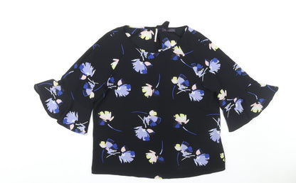 Marks & Spencer Women's Black Floral Kimono Blouse Size 14