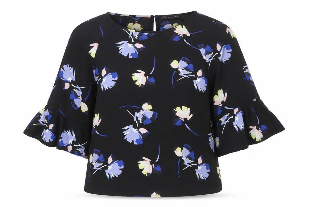 Marks & Spencer Women's Black Floral Kimono Blouse Size 14
