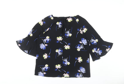Marks & Spencer Women's Black Floral Kimono Blouse Size 14