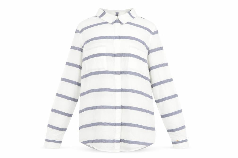 Oasis Women's White Striped Button-Up Shirt UK 14