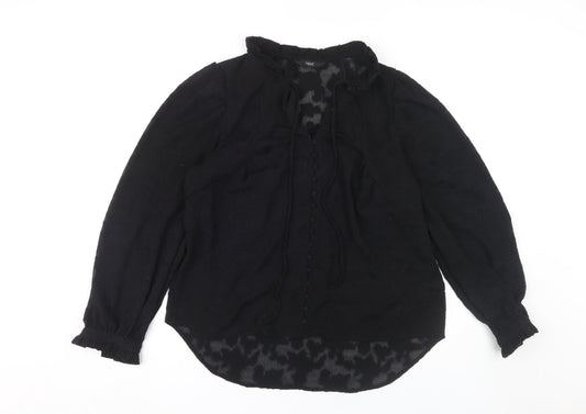 Next Women's Black Blouse, Size 12, Long Sleeve, High Neck