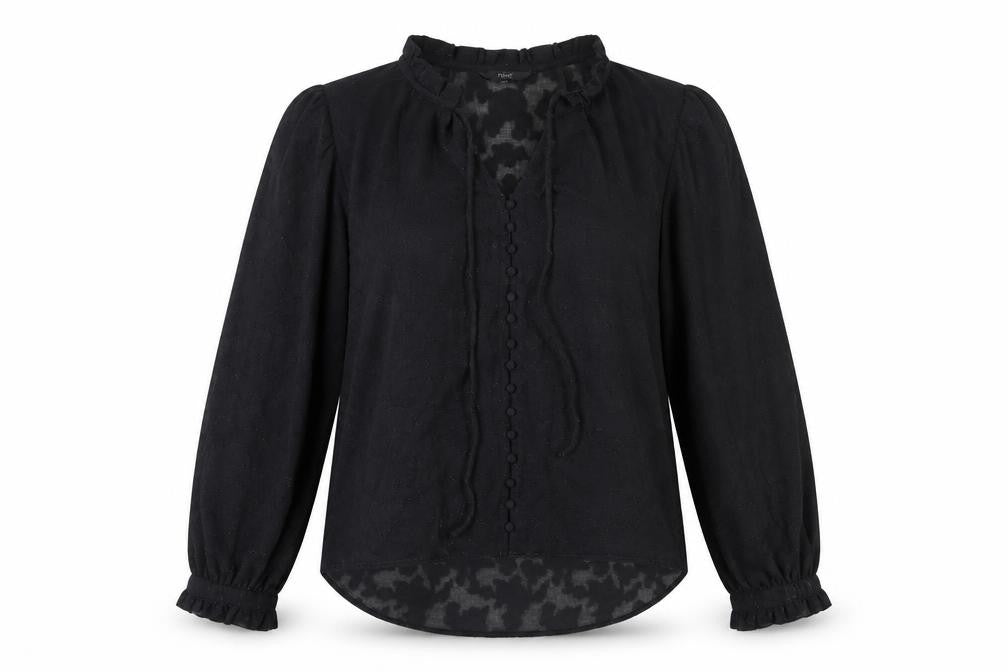 Next Women's Black Blouse, Size 12, Long Sleeve, High Neck
