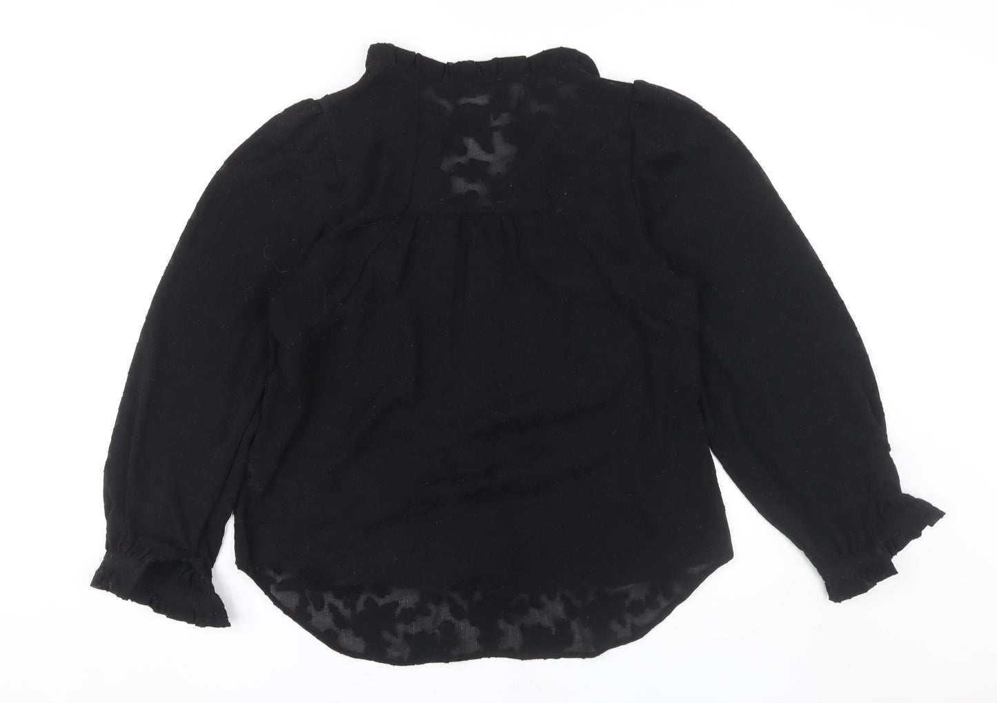 Next Women's Black Blouse, Size 12, Long Sleeve, High Neck