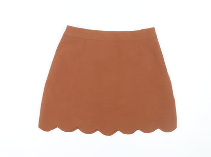 Additional front view of ASOS Women's Brown Mini Skirt, size 10, Casual Chic