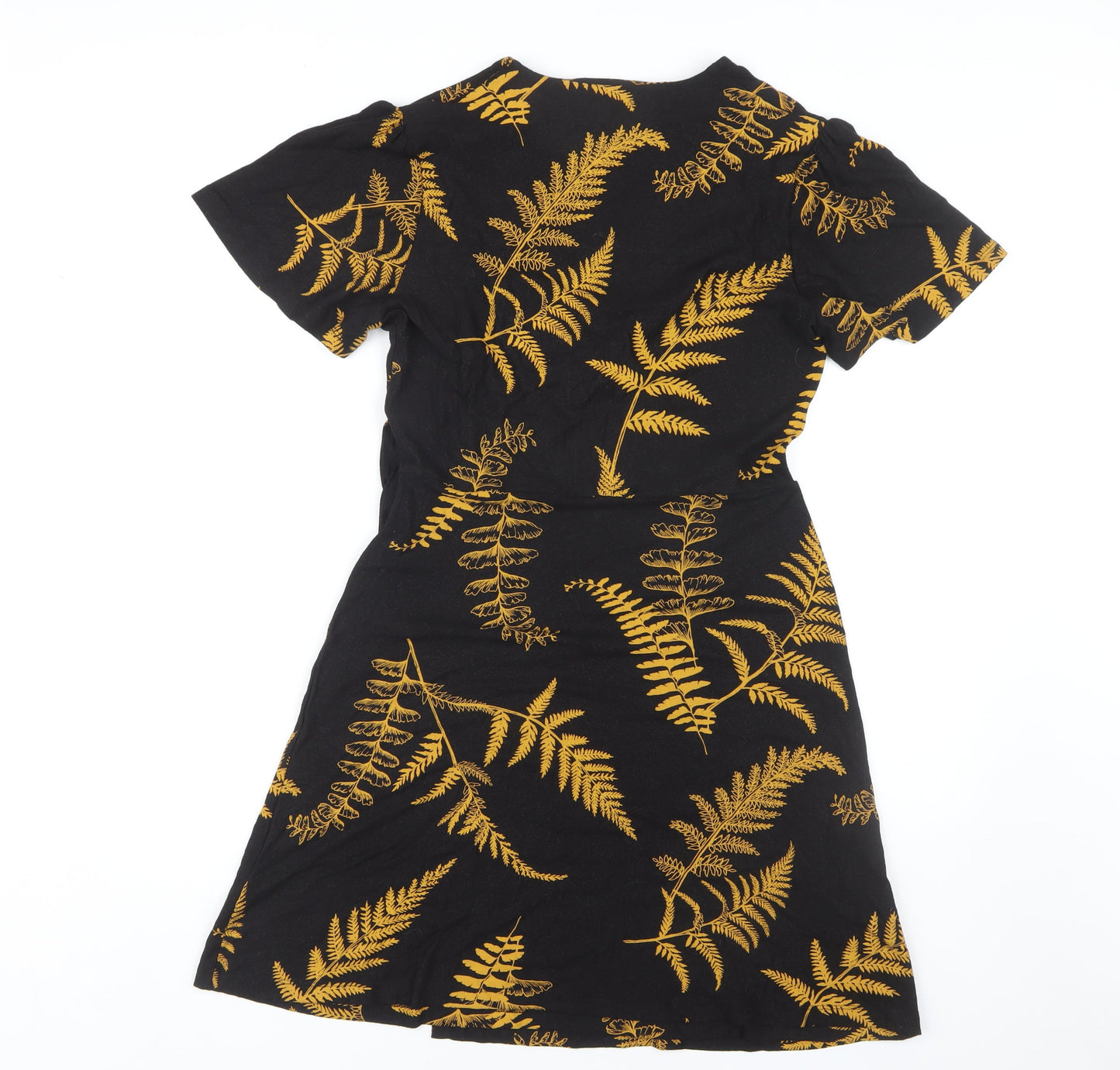 Next Women's Black Floral V-Neck Dress Size 12