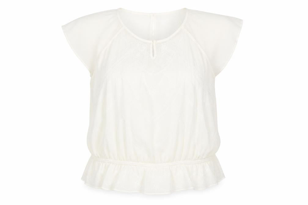 Rocha John Rocha White Cap Sleeve Women's Top Size 16