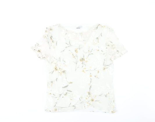 Vera Mont Women Ivory Floral Blouse Size 14