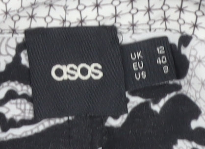 ASOS Women’s Black Geometric Trousers, Size 12, Polyester