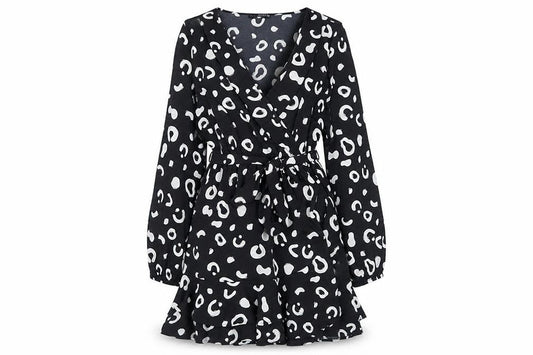 Quiz Women's Black Animal Print Wrap Dress Size 12