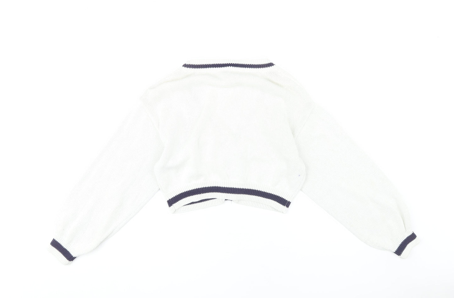 H&M Women's White Cable-Knit Cardigan V-Neck S