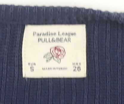 Pull&Bear Women's Blue Striped Pullover Jumper S