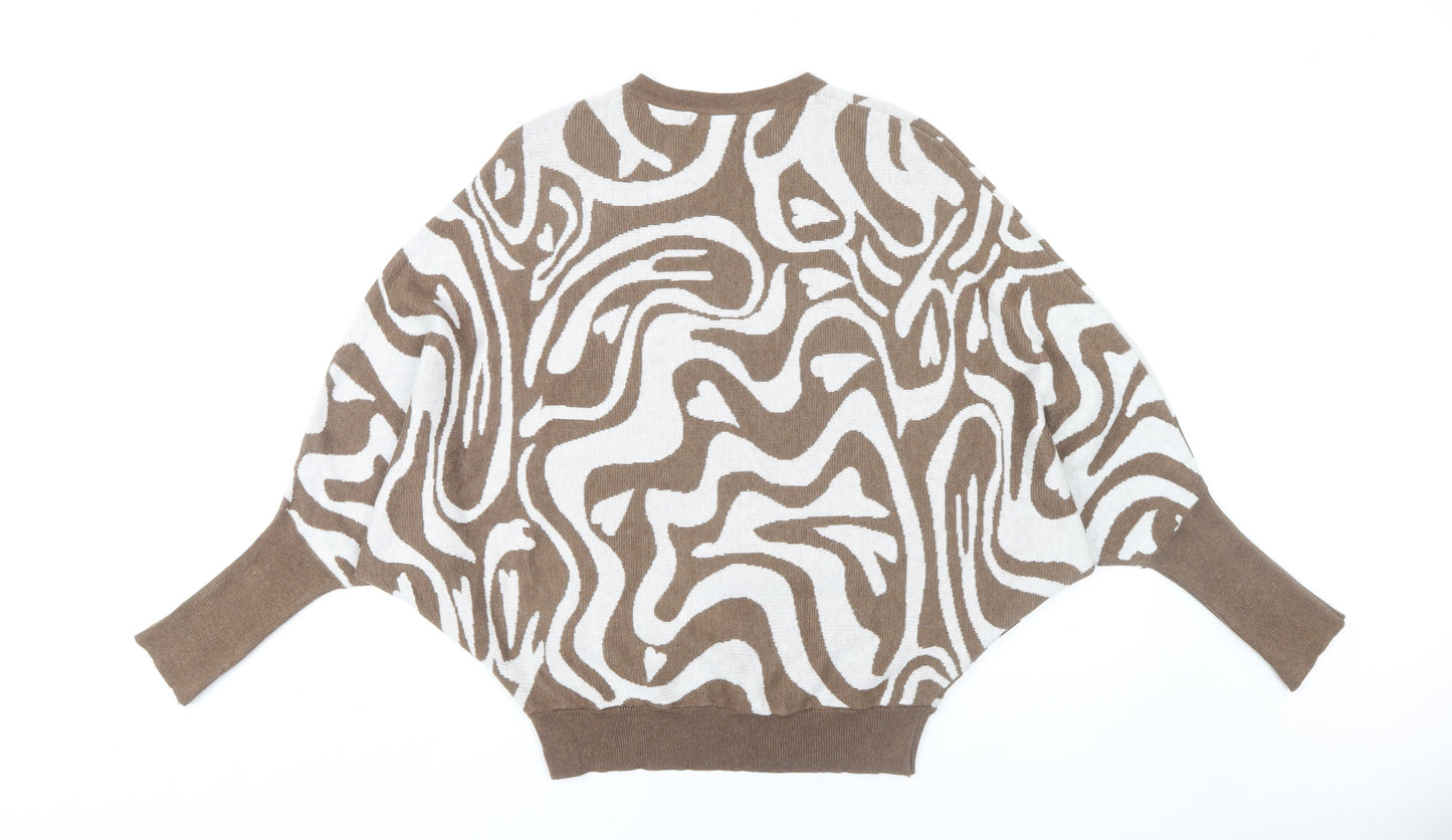 Wild Flower Women's Brown Geometric Jumper M/L